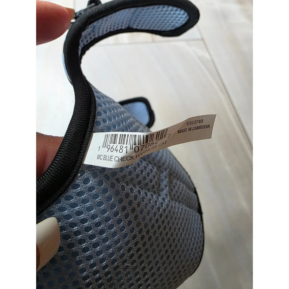 Blue and Black Checkered Mesh Cat Harness‎ Adjustable Small Pet Vest B2